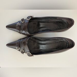 Coach Dark Brown Women's Heels with Buckle Detail